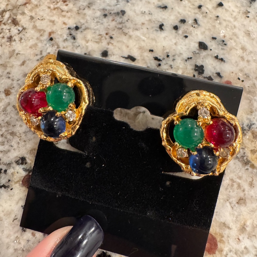 Joseph Mazer Gold clip on earrings